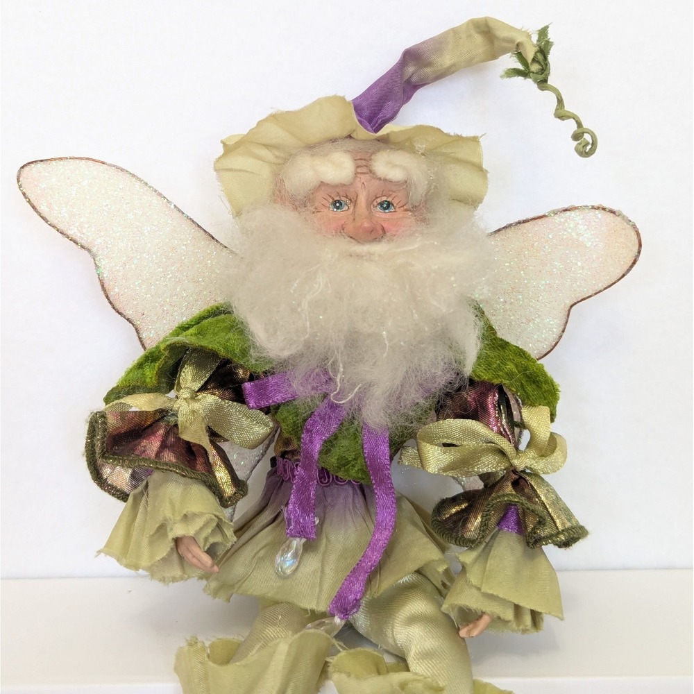 Mark Roberts Santa Fairy Flower Garden Spring Summer Green Purple 10" Vintage